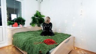 Backstage video of lesbian fetish fun. PVC clothes, light femdom, tickling with hitachi magic wand