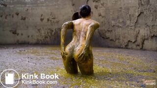 Christy Ley in the manure pit