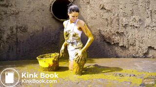 Christy Ley in the manure pit