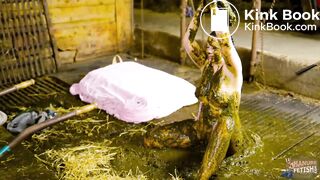 Farmer girl Bettys messy mistake - bathing in cowshit