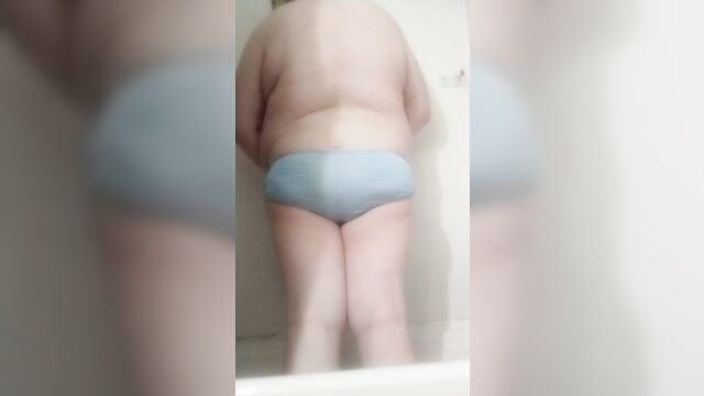 Trans lady gray panty poop