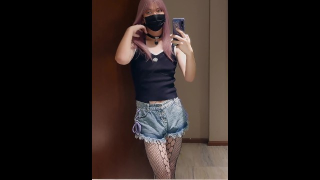 Crossdresser // Slutty Sissy Wearing Sexy Lingerie And Masturbate While Wating For Her Sugar Daddy