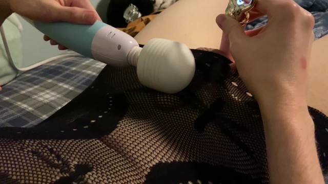 Femboy Can't Handle Using Two Vibes at Once and Shoots Cum Through Dress