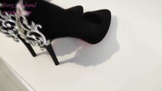 Sissy crossdresser wife bought shoes and stockings