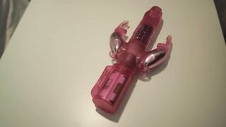Rabbit vibrator in tight wet pussy tied up girl with orgasmic convulsions and femele orgasm