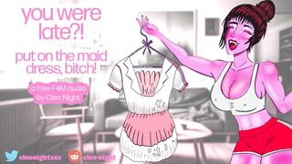 your tomboy femdom gf makes you work out in a cum stained maid dress before she pegs you