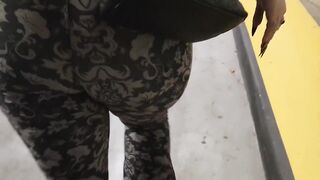 Goth slut public pissing in parking garage