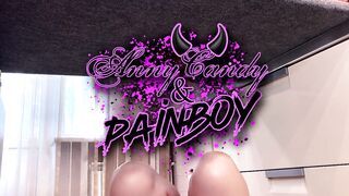 Girlfriend decided to milk my dick with her feet on the milk table, I cum her feet AnnyCandyPainboy