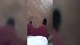 Sexy guy in sweatpants cums hard in the entrance. Jerk off in elevator