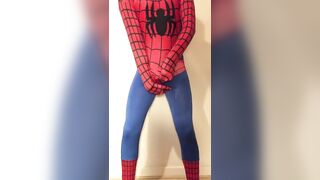 WANKING in my New SPIDER-MAN Outfit ** Rock HARD COCK & Super HORNY **