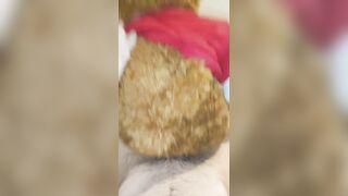 Very horny boy fucks his teddy bear up his furry ass while moaning