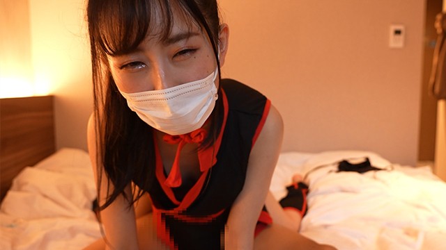 Japanese girl gives a guy a handjob and intercrural sex wearing a kunoichi.