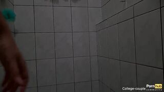 Dry hump in the shower, cum in pants assjob, very tight wet shorts????