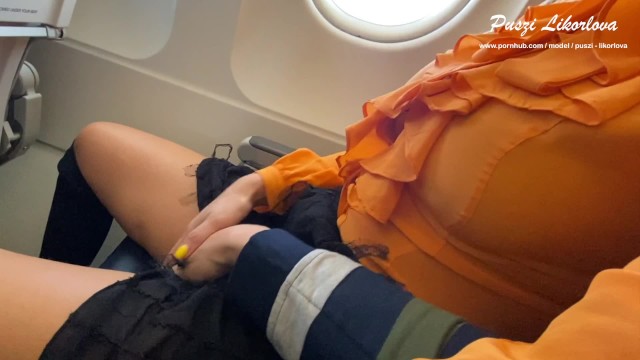 Public sex - Extreme risky blowjob on plane (can't believe we did it!) HD - Puszi Likorlova