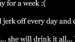 She drinks 11 loads of collected cum from a glass
