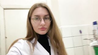 pretty doctor in hospital toilet, masturbation in public toilet