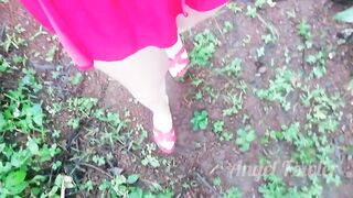 SEXY RED DRESS PUBLIC PEE CLOSE UP AND SLOW MOTION