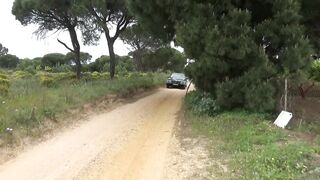 Brunette Cindy pissing and masturbation in public