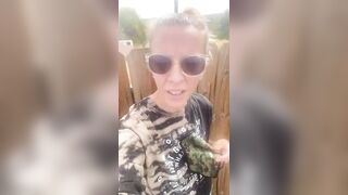 Masked Milf Play With Pussy and Tampon String In Public Restroom Before Pissing