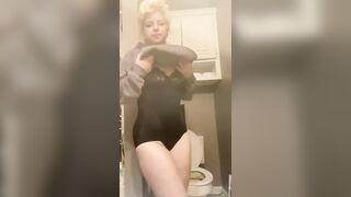 Desperation pissing next to toilet, humping soaked towels