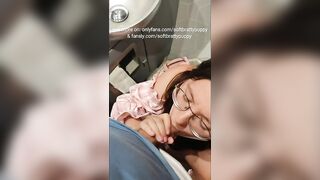 Blowjob and piss swallowing in an public train toilet