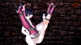 Muscular Mileena from Mortal kombat BDSM bondaged fuck