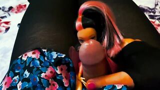 Trans plays with a doll and fills it with sperm