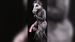 Hung anthro horse masturbating and playing with its huge tits and cock