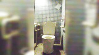 Crossdresser filmed herself peeing in a public restroom in the middle of the night.