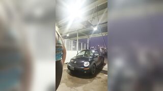 Sissy Washes Car in Womans Swim Suit in Public