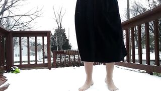 tgirl public pee in the snow