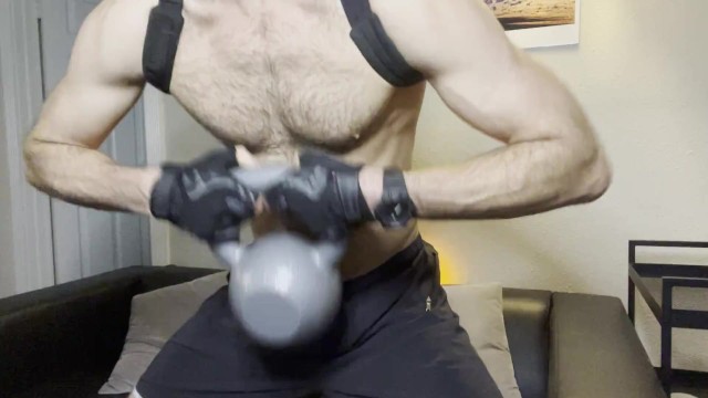 Hot Guy Works Out in a face mask