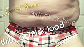 Jareth Stone Stretching his balls and can't hold back the load. Thick cum Shot