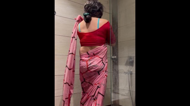Indian Femboy Sissy Cross Dresser Jessica Leone Saree Stripping and Full Shower in wet saree