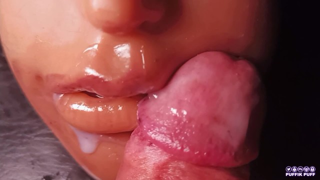 POV Close up face fuck and cum on lips