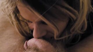 Crossdresser sucks whipped cream off of daddy's dick