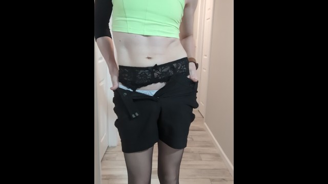 Fit Femboy Teases a Classy Outfit and Shoes, Caught by Roommate