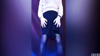 Transgender schoolgirl jerking off in Japanese uniform