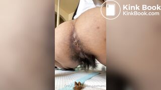 Hairy Latina Shitting