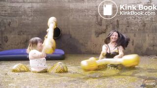 Manure Party Pit - Lesbian in cowshit