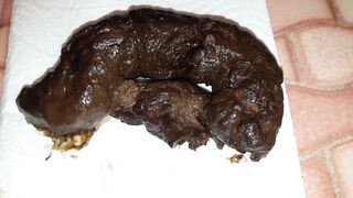 Je te fais un beau caca sur lequel j'éjacule en frottant mon sexe sur mon anus