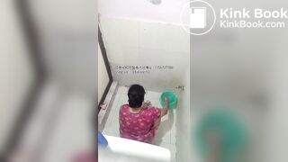 The girl excreted profusely in the toilet 77