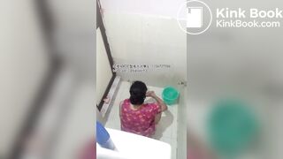 The girl excreted profusely in the toilet 77