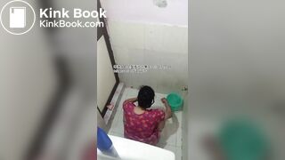 The girl excreted profusely in the toilet 77