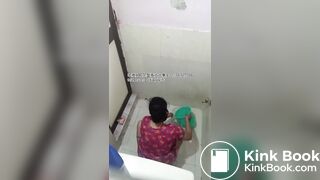 The girl excreted profusely in the toilet 77