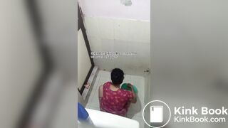 The girl excreted profusely in the toilet 77