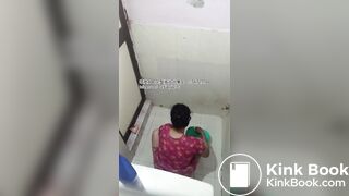 The girl excreted profusely in the toilet 77