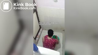 The girl excreted profusely in the toilet 77