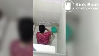 The girl excreted profusely in the toilet 77