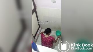 The girl excreted profusely in the toilet 77